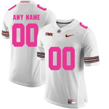 Men's Customized Ohio State Buckeyes White Breast Cancer Awareness College Football Jersey