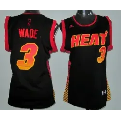 Women\'s Miami Heat #3 Dwyane Wade Revolution 30 Swingman Vibe Black Fashion Jerseys