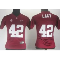 Alabama Crimson Tide #42 Eddie Lacy Red Womens Jerseys