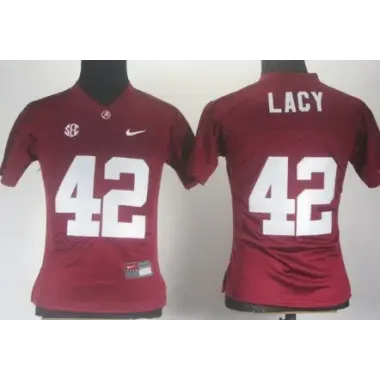 Alabama Crimson Tide #42 Eddie Lacy Red Womens Jerseys