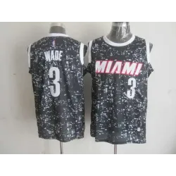 Miami Heat #3 Dwyane Wade Black City Luminous Stitched Jersey