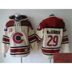 Colorado Avalanche #29 Nathan MacKinnon Cream Stitched Signature Edition Hoodie