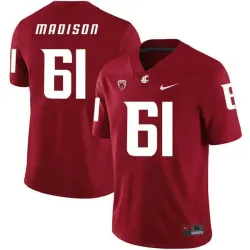 Washington State Cougars 61 Cole Madison Red College Football Jersey Dzhi