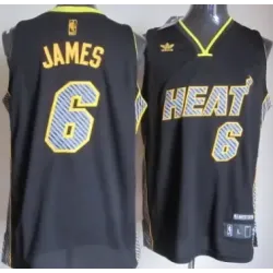 Miami Heat #6 LeBron James Black Electricity Fashion Jerseys