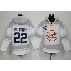 New York Yankees #22 Jacoby Ellsbury White Sawyer Hooded Sweatshirt MLB Hoodie