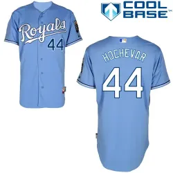 #44 Luke Hochevar Light Blue MLB Jersey-Kansas City Royals Stitched Cool Base Baseball Jersey