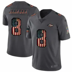 Nike Ravens 8 Lamar Jackson 2019 Salute To Service USA Flag Fashion Limited Jersey Dyin