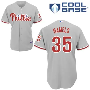 #35 Cole Hamels Gray MLB Jersey-Philadelphia Phillies Stitched Cool Base Baseball Jersey