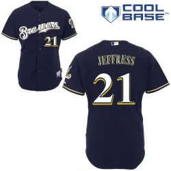 #21 Jeremy Jeffress Dark Blue MLB Jersey-Milwaukee Brewers Stitched Cool Base Baseball Jersey