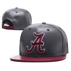 Alabama Crimson Tide Team Logo Gray Leather Adjustable Hat GS