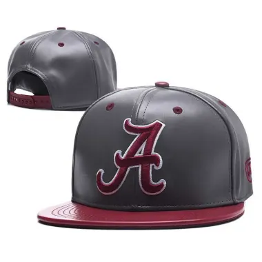 Alabama Crimson Tide Team Logo Gray Leather Adjustable Hat GS