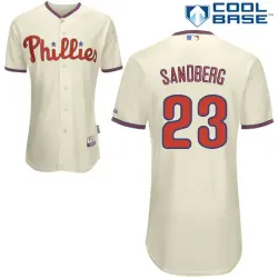 #23 Ryne Sandberg Cream MLB Jersey-Philadelphia Phillies Stitched Cool Base Baseball Jersey