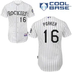 #16 Kyle Parker White Pinstripe MLB Jersey-Colorado Rockies Stitched Cool Base Baseball Jersey