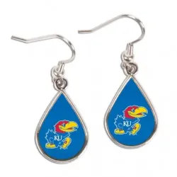 Kansas Jayhawks Earrings Tear Drop Style - Special Order