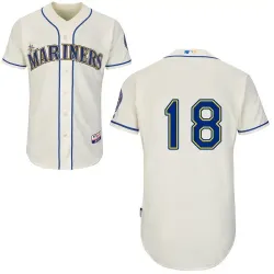 #18 Hisashi Iwakuma Cream MLB Jersey-Seattle Mariners Stitched Cool Base Baseball Jersey