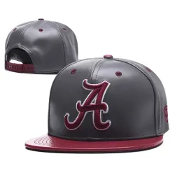 Alabama Crimson Tide Team Logo Gray Burgundy Leather Adjustable Hat GS