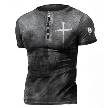 Men's Outdoor Tactical Cross Faith Printed T-shirt