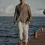 Men's Linen Half-open Collar Long-sleeved Shirt