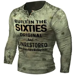 Mens Built In The Sixties Unrestored Motorcy Printed T-shirt