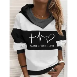 Casual Letter Print Loose Long Sleeve Hoodie