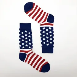 Men\'s American Flag Alphabet Jacquard Mid-Length Cotton Socks