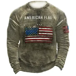 American Flag Men\'s Retro Tacical Casual Sweatshirt