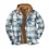 Winter Thick Blue and White Plaid Flannel Casual Shirt Hooded Jacket