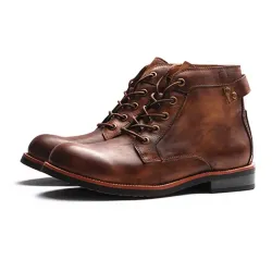 Men\'s Lace-up Retro Tooling Motorcycle Boots