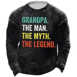 Grandpa Funny Letter Print Round Neck Long Sleeve Sweatshirt