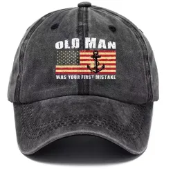 Old Men Was Your First Mistake Men\'s Retro Print Wash Cotton Hat