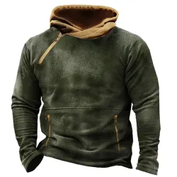 Men\'s Outdoor Fleece Warm Tactical Pocket Hoodie