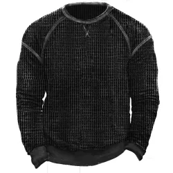 Men\'s Waffle Knit Pullover Sweatshirt