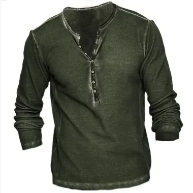 Men's Vintage Wash Tactical Casual Long Sleeve T-Shirt