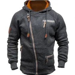 Men\'s Outdoor Fleece Warm Color Contrast Zipper Tactical Sweatshirt