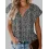 Floral Casual V-Neck Loose Short Sleeve Blouse