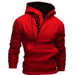 Men\'s Fashion Casual Letter Print Side Zip Hoodie