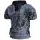 Men's Outdoor Vintage Nautical Compass Print Henley Shirt