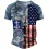 Men's American Flag Vintage Print Henley Shirt