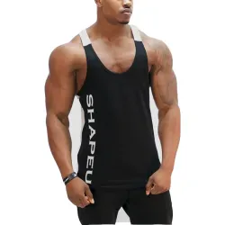 Men\'s Contrast Print Sports Fitness Tank Top