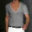 Men's Basic White Deep V-Neck Cotton Short Sleeve T-Shirt