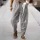 Men's Linen Loose Drawstring Hip-Hop Lantern Pencil Pants