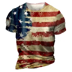 Tactical 8 Retro American Flag Print Men\'s Outdoor Casual Short Sleeve T-Shirt