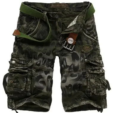 Men's Multi Pocket Distressed Washed Vintage Camo Cargo Pants