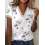 V-neck Cutout Loose Casual Floral Print Short Sleeve T-shirt