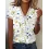 V-neck Cutout Loose Casual Floral Print Short Sleeve T-shirt