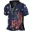 American Flag Print Men's Outdoor Zip Retro Tactical Henley Short Sleeve T-Shirt