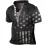 American Flag Print Men's Outdoor Zip Retro Tactical Henley Short Sleeve T-Shirt