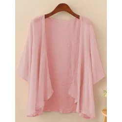 Casual Loose Solid Color Sun Protection Cardigan Blouse