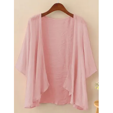 Casual Loose Solid Color Sun Protection Cardigan Blouse