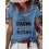 Vintage Casual Letter Print Crew Neck Short Sleeve T-Shirt